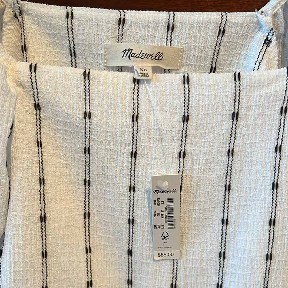 Madewell white and black Puff-Sleeve Empire Top XS NWT - Picture 7 of 7